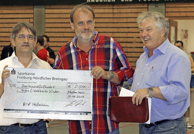 Handball fr einen guten Zweck:  Klaus...er Klaus Ritter (von links) entgegen.   | Foto: Heidi Fssel