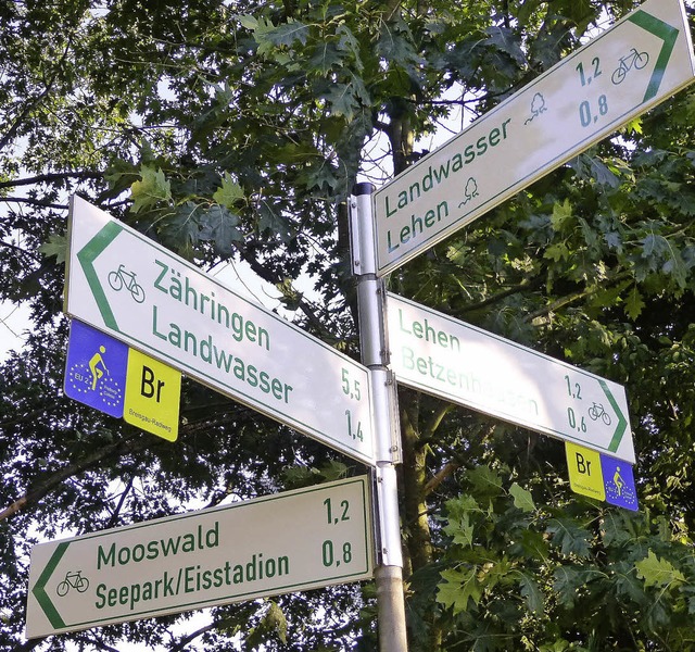 Radwegweiser Radweg vom Seepark nach L... den Radweg entlang der Westrandstrae  | Foto: Stadt Freiburg