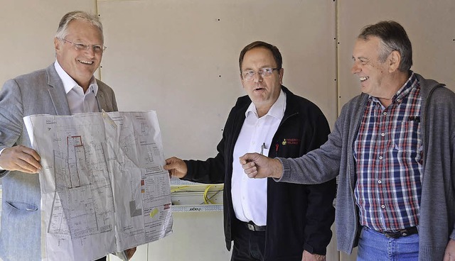 Brgermeister Norbert Brugger, Arzt Wi...er Baustelle im ehemaligen Haus Hecht   | Foto: Martin Wunderle