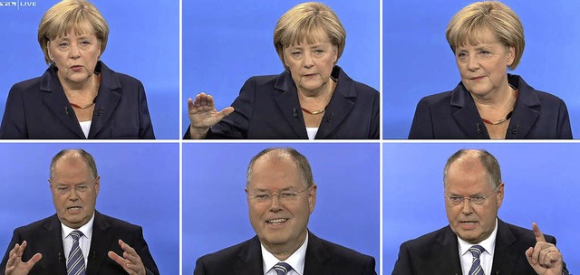 Das Auftreten Angela Merkels und Peer ...de sehr unterschiedlich wahrgenommen.   | Foto: dpa