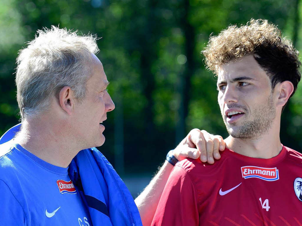 Bei den Fchsletage schrieben die Spieler und Trainer Christian Streich Autogramme und gaben dem Nachwuchs Tipps.