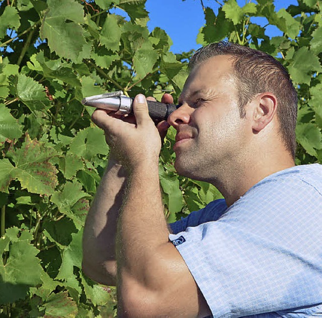 Makus Bchin misst den Zuckergehalt.  | Foto: Ulrich Senf