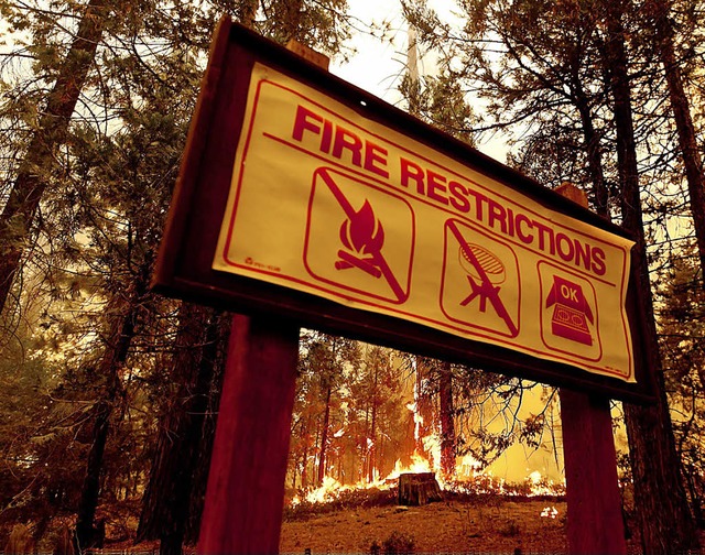 Der riesige Waldbrand in Kalifornien i...nes Lagerfeuer soll die Ursache sein.   | Foto: dpa