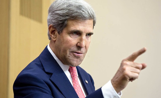 US-Auenminister John Kerry bei einer Pressekonferenz am Montag in London.  | Foto: AFP
