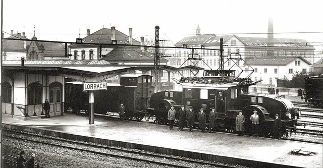 13. September 1913: Die erste E-Lok zi... Tag der Elektromobilitt in Lrrach.   | Foto: Dreilndermuseum