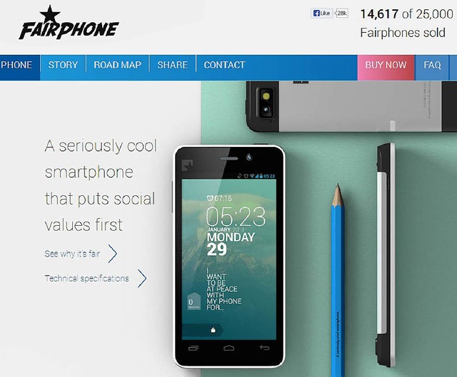 Cool: Das Fairphone  | Foto: Screenshot: BZ