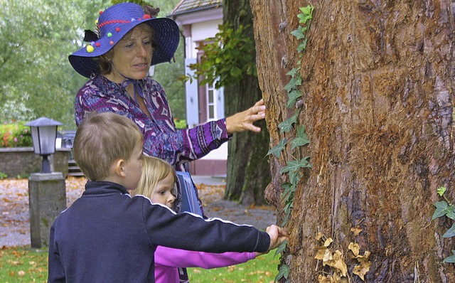 Bei der Tour im Park durften die Bume erfhlt werden.    | Foto: Sabine Mohr