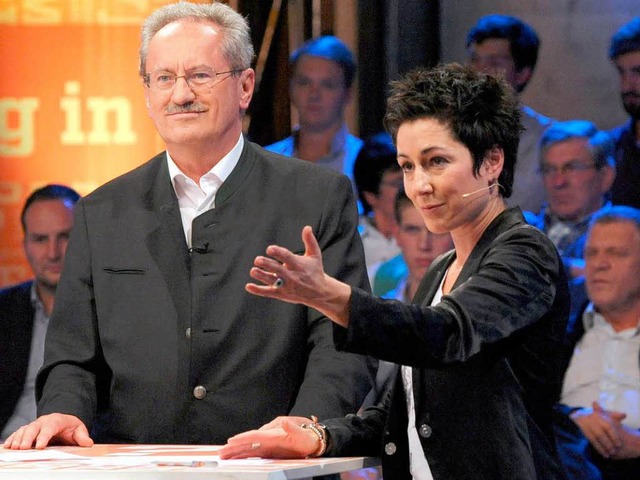 SPD-Spitzenkandidat Christian Ude bei ...hauftritt am Mittwoch in Unterfhring.  | Foto: dpa