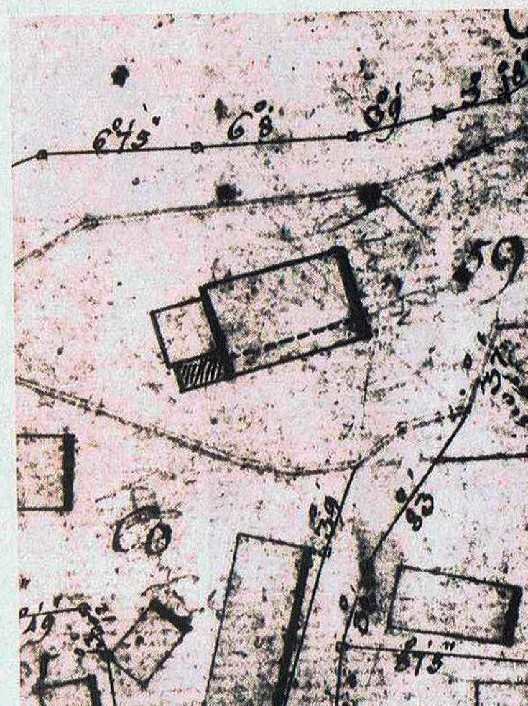 Plan der 1602 durch Pfarrer Wolmershauser erbauten Kirche.