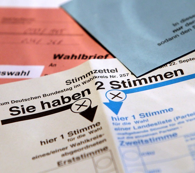 Ein Stimmzettel fr die Briefwahl zur Bundestagswahl 2013  | Foto: dpa