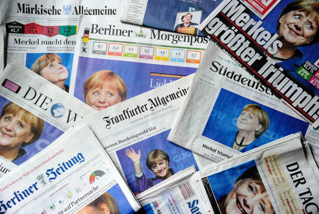 Deutschland sieht Blau: Die Titelseiten deutscher Zeitungen mit dem Portrt der Wahlsiegerin