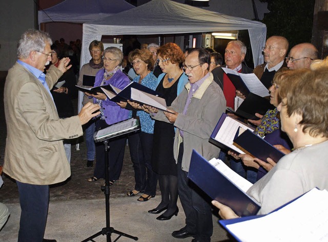 Beim Herbsthock des Hauinger Frauencho...itung von Erhard Zeh ein Abendkonzert.  | Foto: Paul Schleer