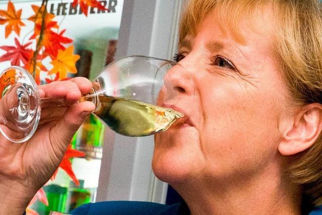 Merkel stt mit badischen Weinen auf Sieg an