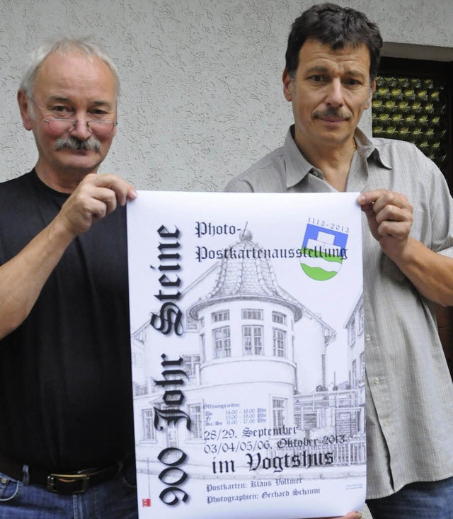 900 Johr Steinen: Gerhard Schaum (link...e  Postkarten und Fotos im Vogtshaus.   | Foto: Bergmann