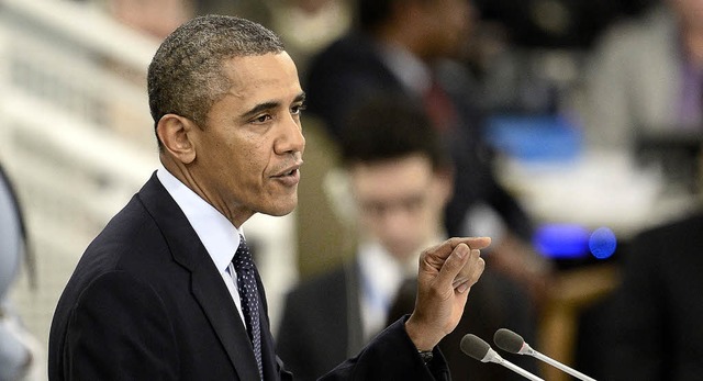 US-Prsident Barack Obama spricht vor der UN-Generalversammlung.   | Foto: DPA