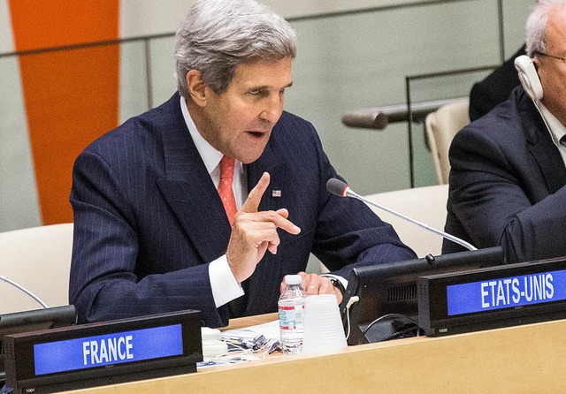 Der amerikanische Auenminister John Kerry bei den Vereinten Nationen   | Foto: afp