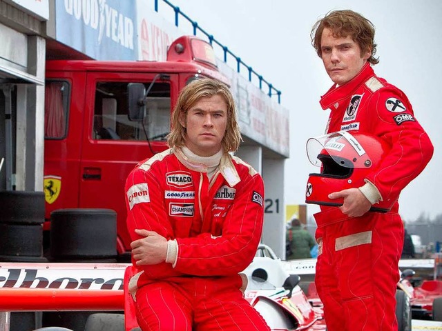 Chris Hemsworth und Daniel Brhl als Formel-1-Fahrer   | Foto: dpa