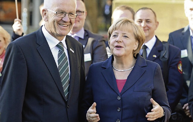 Winfried Kretschmann und Angela Merkel verstehen sich prchtig.   | Foto: DPA