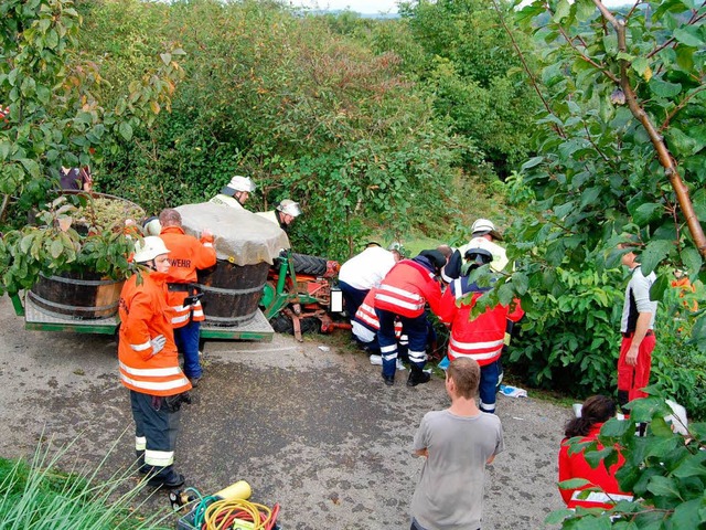 Schwierig gestaltete sich die Bergung ...n Freitagnachmittag bei Tutschfelden.   | Foto: Feuerwehr Herbolzheim