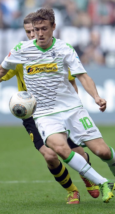 Der Ex-Freiburger Max Kruse, hier im Z... siegt glcklich mit Mnchengladbach.   | Foto: AFP