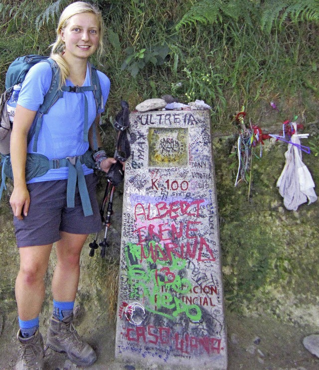 Bald ist es geschafft: Anna-Lena Brink...0 Kilometer vor Santiago de Compostela  | Foto: Privat