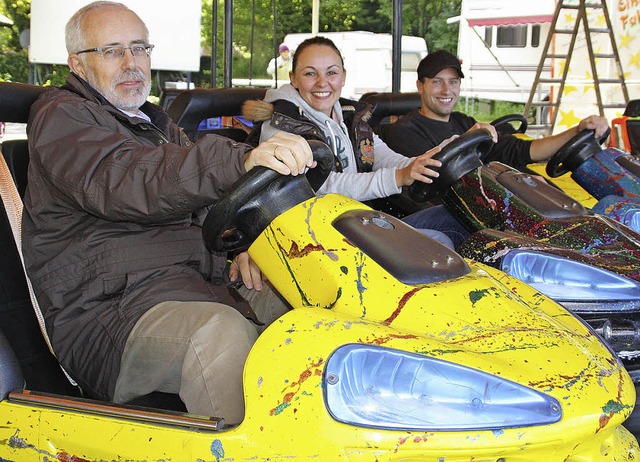 Marktmeister Anton Bdel sowie die Sch...n links) in Vorfreude auf die Chilbi.   | Foto: Jrn Kerckhoff