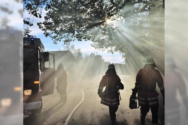 Feuerwehrbung: Brand im Sgewerk Spth gemeistert