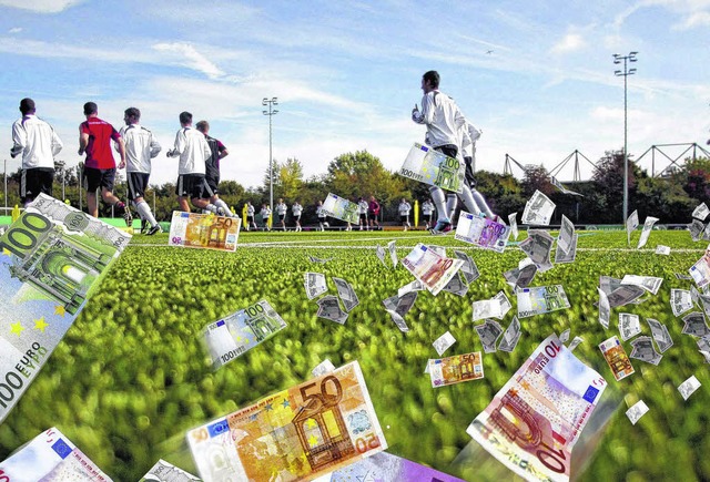 Geldregen fr Fuballclubs: Als Millio...unstrasenpltze in der Finanzplanung.   | Foto: Montage:Berndt