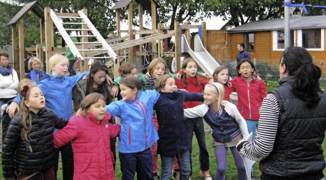 Der Kinderchor von  Karoline Wolf hatte Spa am Singen.  | Foto: Anne Freyer