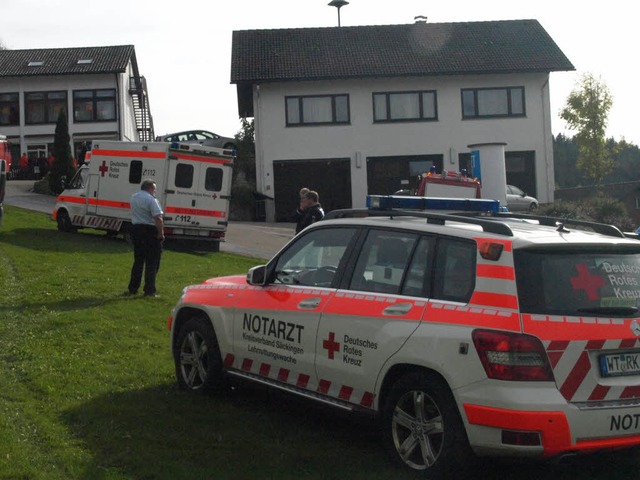 Das Rote Kreuz war vor Ort, drei Anges...egen Rauchvergiftung behandelt werden.  | Foto: Karin Stckl-Steinebrunner