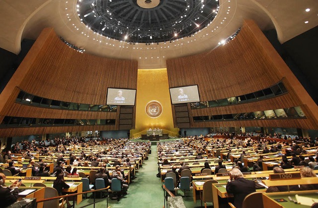 Die Arbeit der UN-Vollversammlung soll... in einem Planspiel simuliert werden.   | Foto: afp