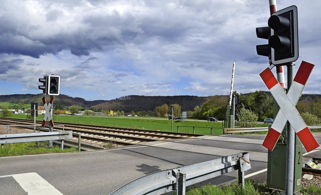 Auf der Wiese zwischen Bahn und B34 so... Feuerwehrgertehaus dereinst stehen.   | Foto: Winfried Dietsche