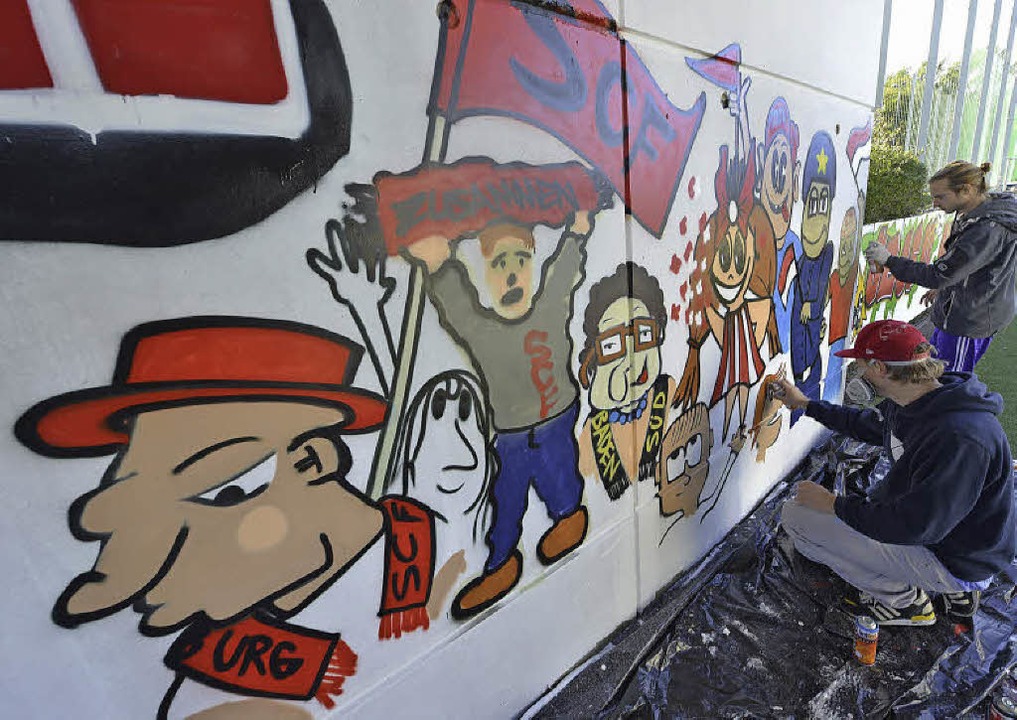 So sehen sich die Fans selbst: Mit ein...rger Fuballschule im Msle verewigt.   | Foto: Michael Bamberger