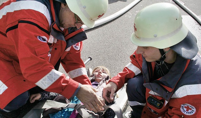 Herbstbung der Freiwilligen Feuerwehr...er Gesamtwehr Waldkirch mit Drehleiter  | Foto: Karin Hei