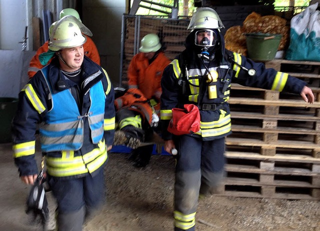 Rettung gelungen: Herbstbung auf dem Rttehof  | Foto: Feuerwehr Kandern