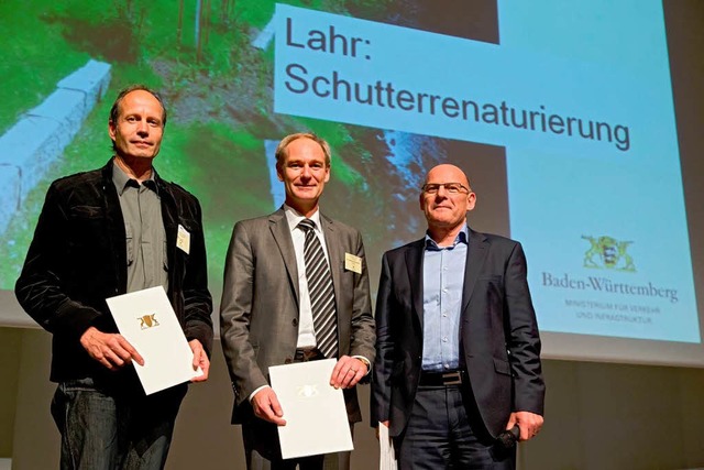 Landschaftsarchitekt  Jochen Dittus, B...hnborn und  Minister Winfried Hermann  | Foto: Stadt Lahr