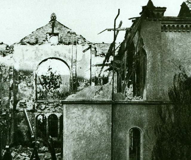 Die Freiburger Synagoge nach dem Brand  | Foto: Stadtarchiv