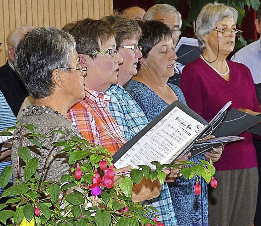 Mitglieder des Gesangvereins Frohsinn beim jüngsten Auftritt in Schlächtenhaus.   | Foto: Georg Diehl