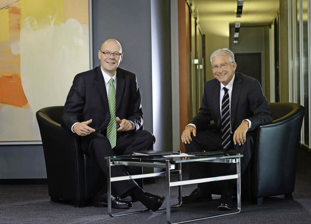 Der Vorstand der Volksbank: Vorstandsv...ther Heck (rechts) und Ulf Bleckmann.   | Foto: ZvG