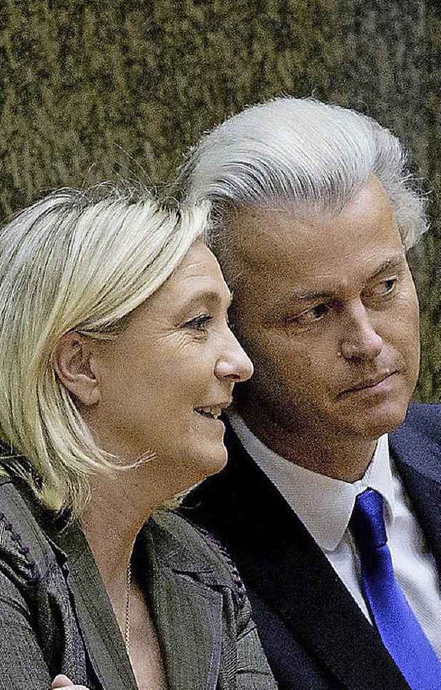 Eintrchtig: Marianne Le Pen und Geert Wilders   | Foto: AFP