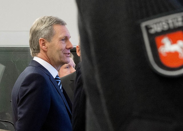 Ehemaliges Staatsoberhaupt als Angekla...stian Wulff am Donnerstag vor Gericht.  | Foto: dpa