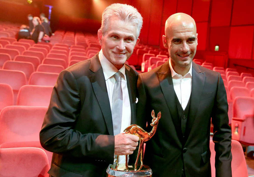 Jupp Heynckes (l), ehemals Trainer des FC Bayern Mnchen, erhielt den Bambi in der Kategorie „Sport“. Neben ihm Pep Guardiola, der aktuelle Bayern-Trainer.