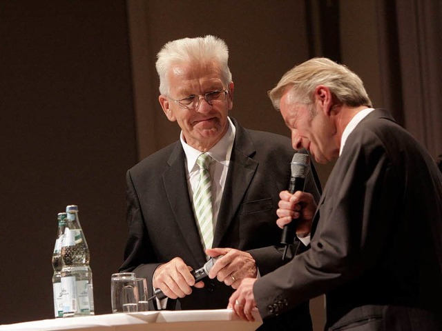 Ministerprsident Winfried Kretschmann und  BZ-Redakteur Stefan Hupka.  | Foto: Patrik Mller