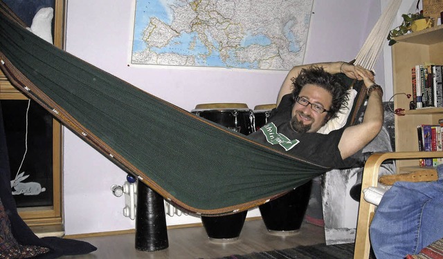 Nimmt gerne &#8222;Couchsurfer&#8220; auf: Jason Brown in seiner Hngematte.   | Foto: privat