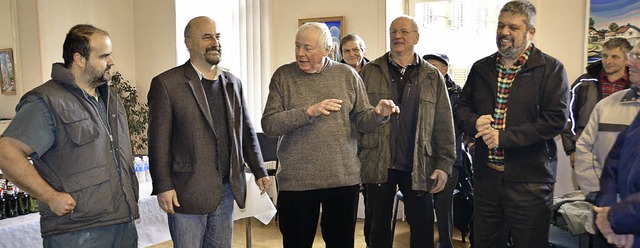 Cdric Trottet und Brgermeister Frd...Gste im Rathaus von Bains-les-Bains.   | Foto: Juliane Khnemund