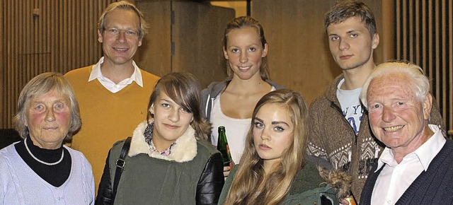 Im Audimax (vordere Reihe, von links):...fer, Clara Khler und  Leon Sandhofer.  | Foto: PRIVAT