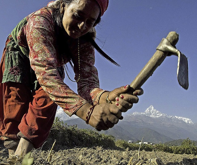 Eine Nepalesin bei der Feldarbeit  | Foto: dpa Deutsche Presse-Agentur