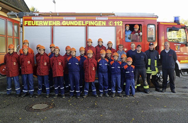 Der Nachwuchs der Feuerwehr Staufen vo...hrzeug der Kameraden aus Gundelfingen.  | Foto: Privat