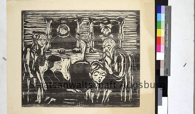 Edvard Munchs Druckgrafik &#8222;Der S...0; steht  in  der Lost-Art-Datenbank.   | Foto: Staatsanwaltschaft Augsburg/dpa