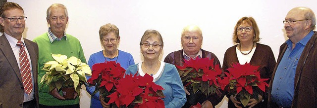 Ortsvorsteher Norbert Bhler (links) u...r, Hermann Schwrer und Johanna Frey.   | Foto: Wolfgang Beck